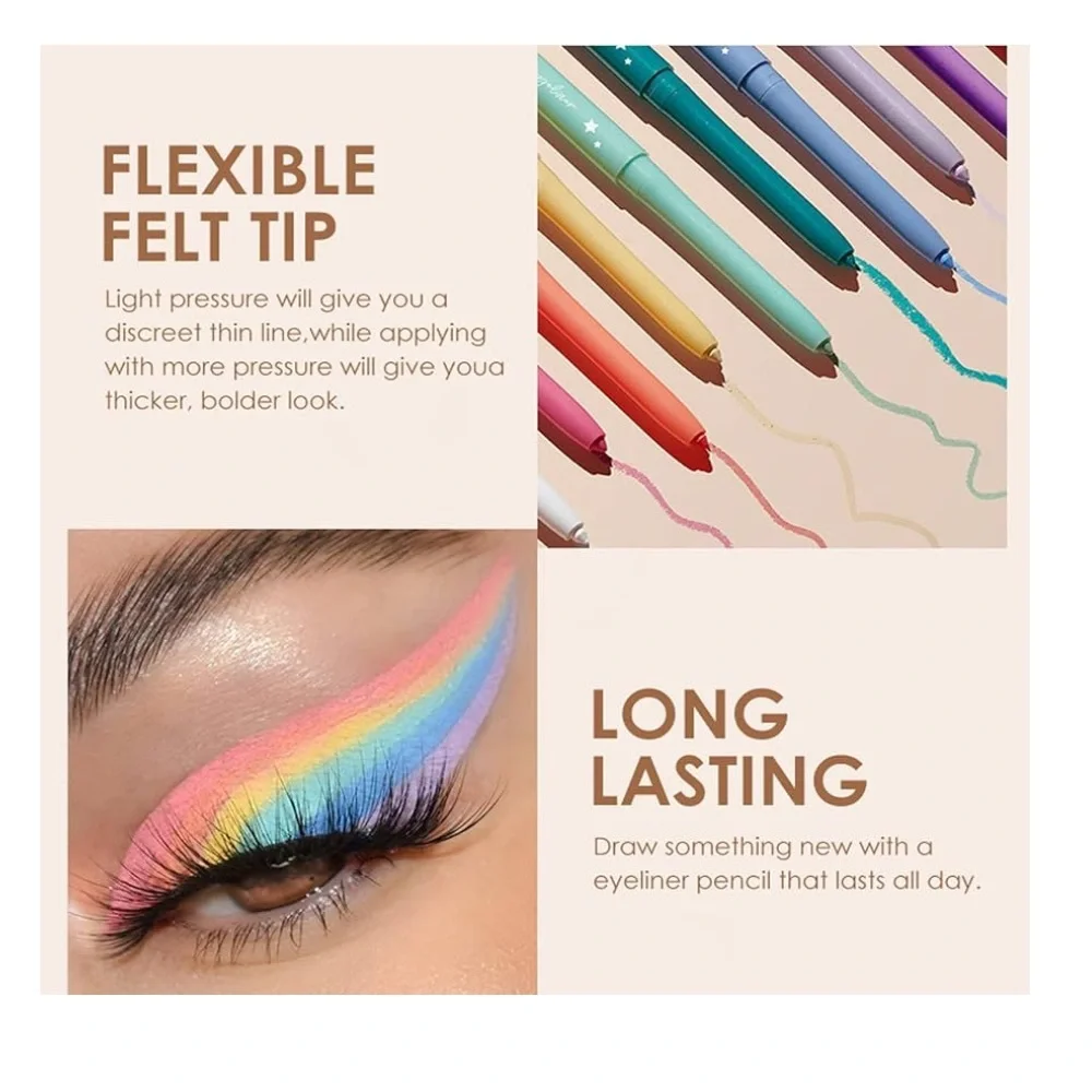 - 12 Colors Eyeliner Set - Matte Colored Gel Eyeliner Pencils, Waterproof